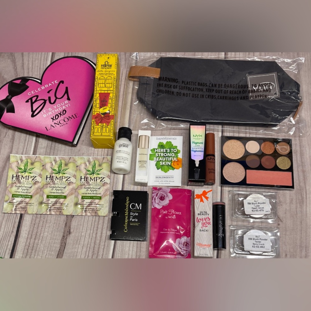 Lot of 15 Makeup Cosmetic Items Lancome Dr Pawpaw Bareminerals No 7 NYX + More